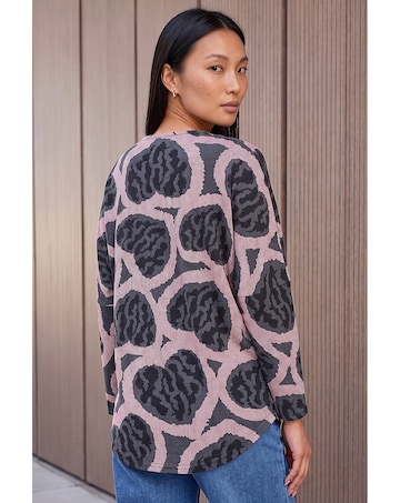 Roman Heart Print Zip Top