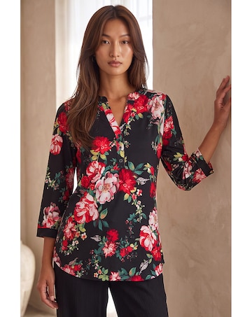 Roman Floral Print Stretch Shirt
