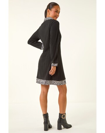 Roman Petite Leopard Collar Knit Dress