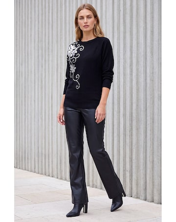 Roman Sequin Floral Batwing Knit Jumper