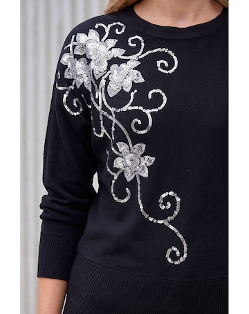 Roman Sequin Floral Batwing Knit Jumper