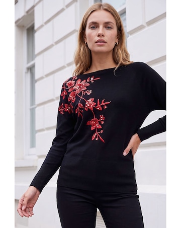 Roman Sparkly Floral Knitted Jumper