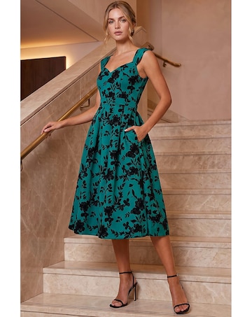 Roman Glitter Floral Flocked Dress