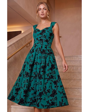 Roman Glitter Floral Flocked Dress