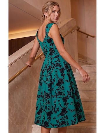 Roman Glitter Floral Flocked Dress
