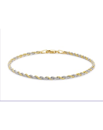 9 Carat 2-Tone Gold Rope Chain Bracelet