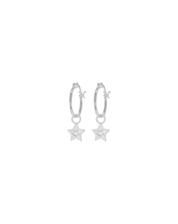 Sterling Silver Hoop Star Drop Earrings