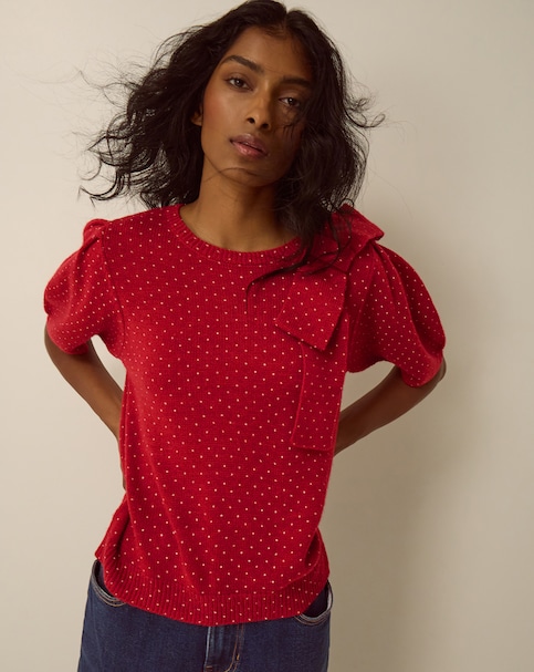 Monsoon Sue Polka Dot Bow Jumper