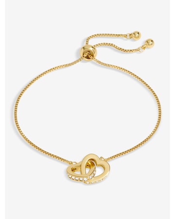 Gold Plated Interlink Heart Toggle Bracelet