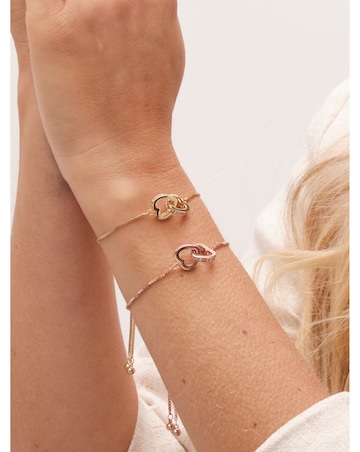 Gold Plated Interlink Heart Toggle Bracelet