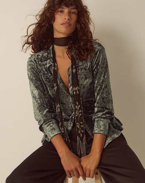 Monsoon Ola Oversized Velvet Shirt