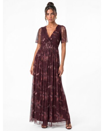 Anaya Floral Print V Neck Maxi Dress