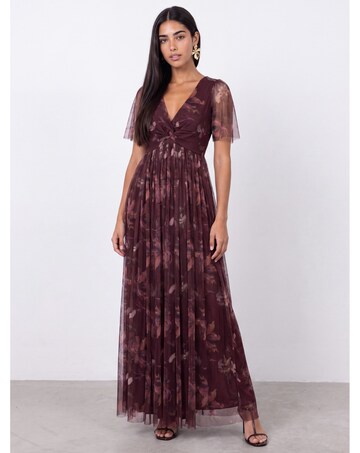 Anaya Floral Print V Neck Maxi Dress