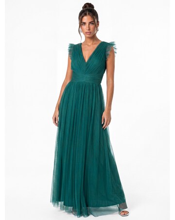 Anaya Flutter Sleeve Tulle Maxi Dress