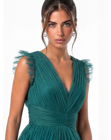 Anaya Flutter Sleeve Tulle Maxi Dress