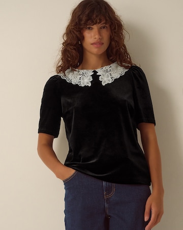 Monsoon Lenora Lace Collar Velvet Top