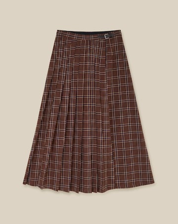 Monsoon Gracie Check Print Midi Skirt