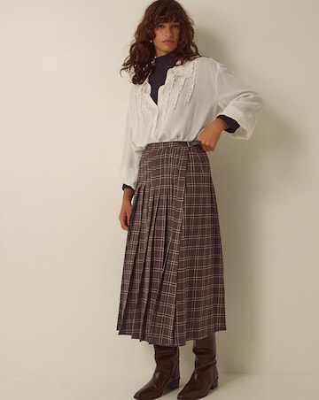 Monsoon Gracie Check Print Midi Skirt