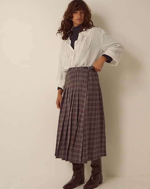 New In - Monsoon Gracie Check Print Midi Skirt