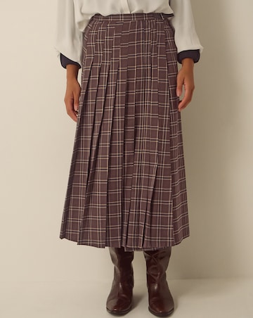 Monsoon Gracie Check Print Midi Skirt