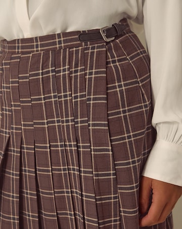 Monsoon Gracie Check Print Midi Skirt