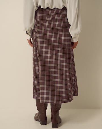 Monsoon Gracie Check Print Midi Skirt