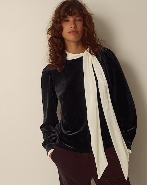 New In - Monsoon Tia Tie Neck Velvet Top