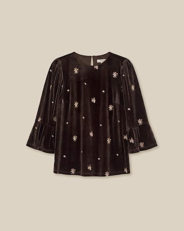 Monsoon Emilee Flute Sleeve Velvet Top