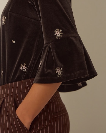 Monsoon Emilee Flute Sleeve Velvet Top