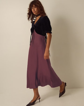 Monsoon Fiona Velvet Satin Midi Dress