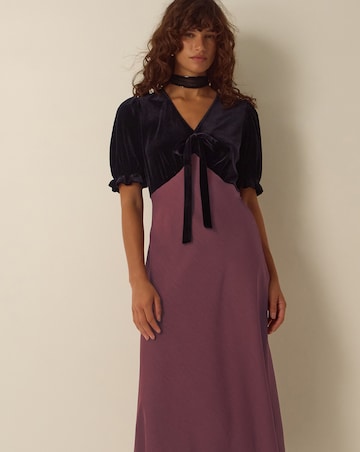 Monsoon Fiona Velvet Satin Midi Dress