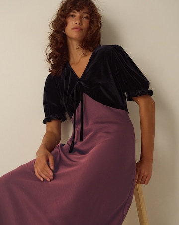 Monsoon Fiona Velvet Satin Midi Dress