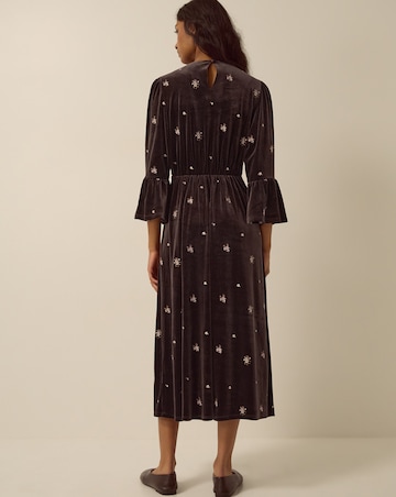 Monsoon Emilee Floral Velvet Midi Dress