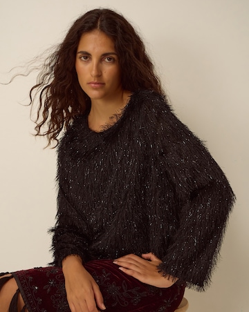 Monsoon Tessa Long Sleeve Fringe Top