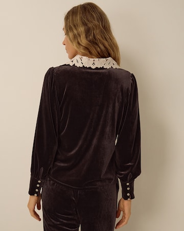 Monsoon Leith Lace Collar Velvet Shirt