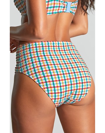 Panache High Waist Bikini Brief Seersucker Check