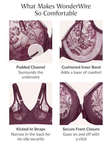 Glamorise Plus Size Lacey T-Back WonderWire Front-Fastening Bra 9246