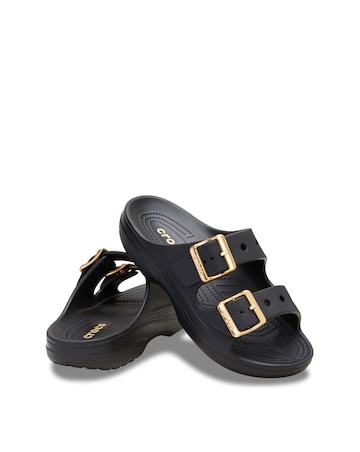 Crocs Black Metallic Buckle Sandal - Standard Fit