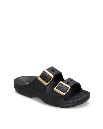 Crocs Black Metallic Buckle Sandal - Standard Fit