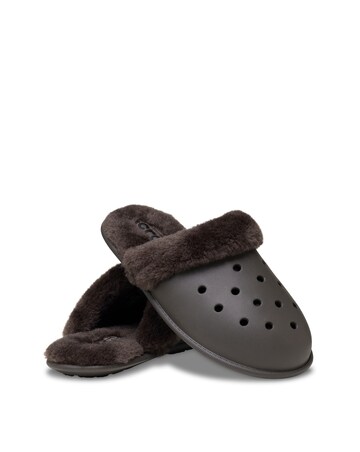 Crocs Dark Cocoa Classic Fuzz Scuff Slipper - Standard Fit