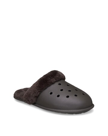 Crocs Dark Cocoa Classic Fuzz Scuff Slipper - Standard Fit