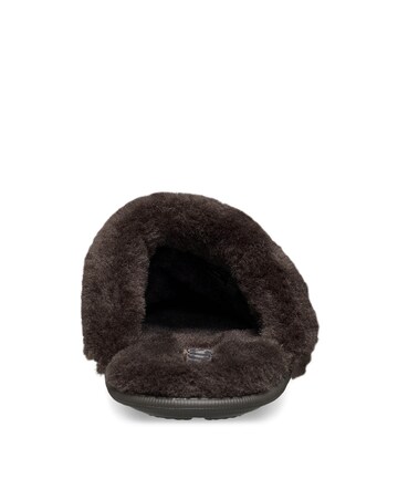 Crocs Dark Cocoa Classic Fuzz Scuff Slipper - Standard Fit