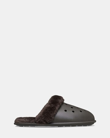 Crocs Dark Cocoa Classic Fuzz Scuff Slipper - Standard Fit