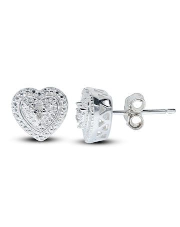 Sterling Silver Diamond Heart Earring & Pendant set