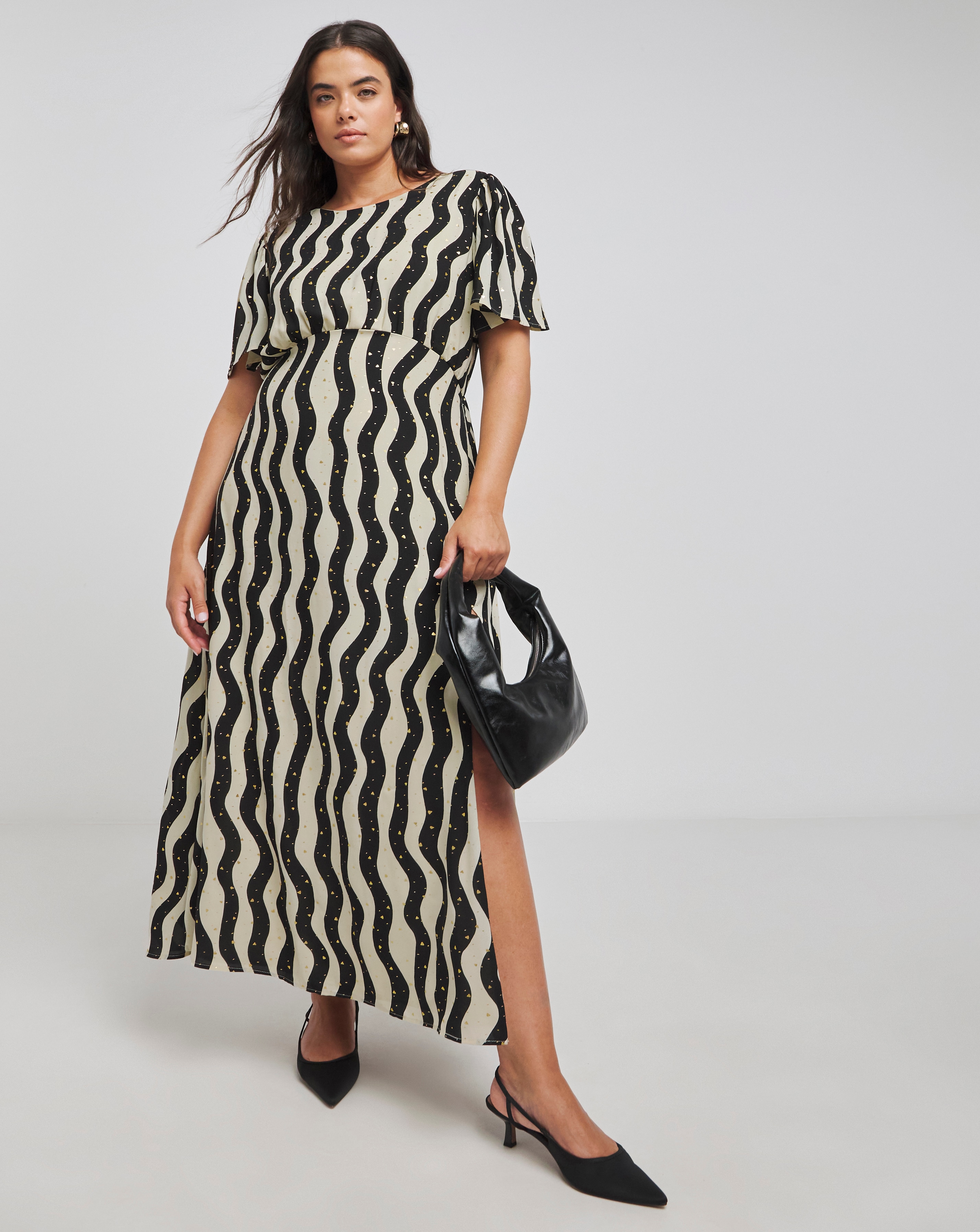 Lovedrobe Gold Foil Smock Maxi Dress