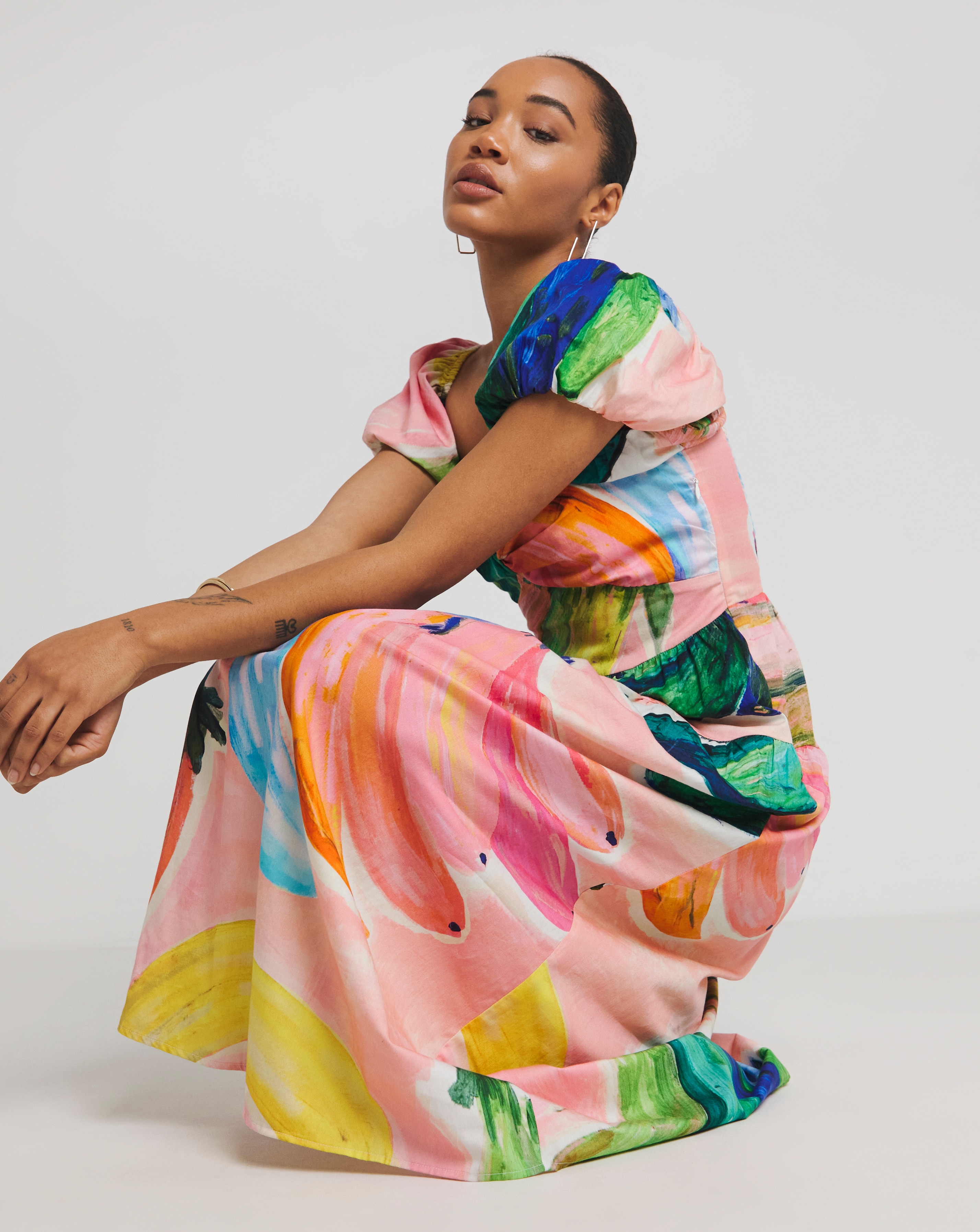 Hope & Ivy Arna Cotton Midi Dress