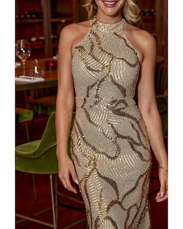 Sosandar Halterneck Sequin Midaxi Dress