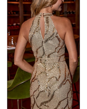 Sosandar Halterneck Sequin Midaxi Dress