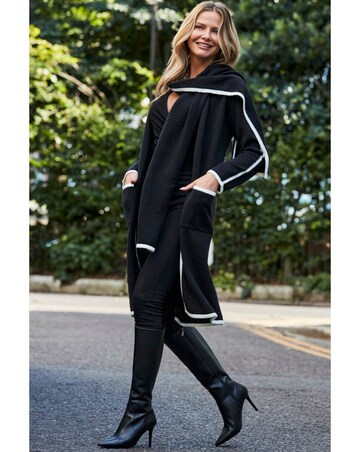 Sosandar Scarf Tipped Midi Cardigan