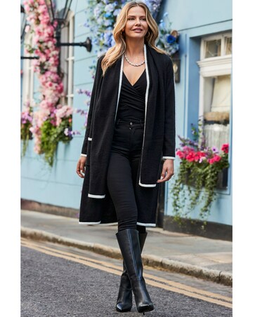 Sosandar Scarf Tipped Midi Cardigan